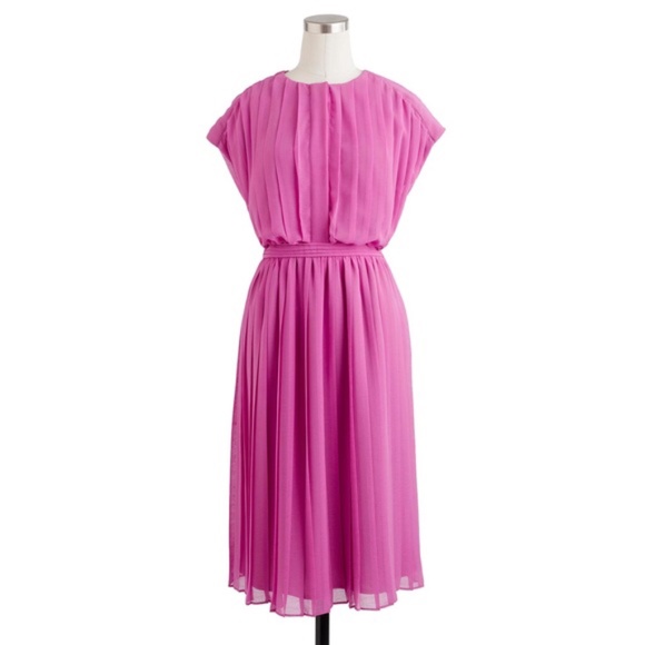 J. Crew Collection Peony Pink Pleated Dress in Size 0 - Picture 6 of 7